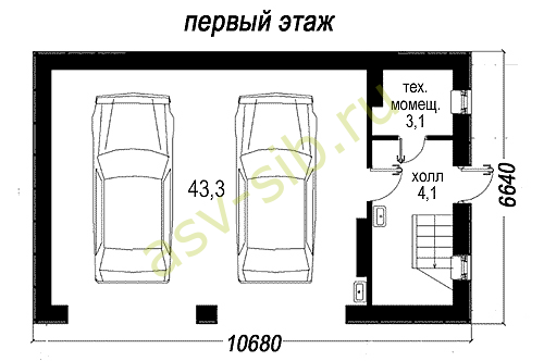 План первого этажа гаража по проекту Г-98