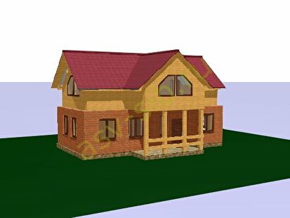 Проект комбинированного дома из кирпича и бруса.