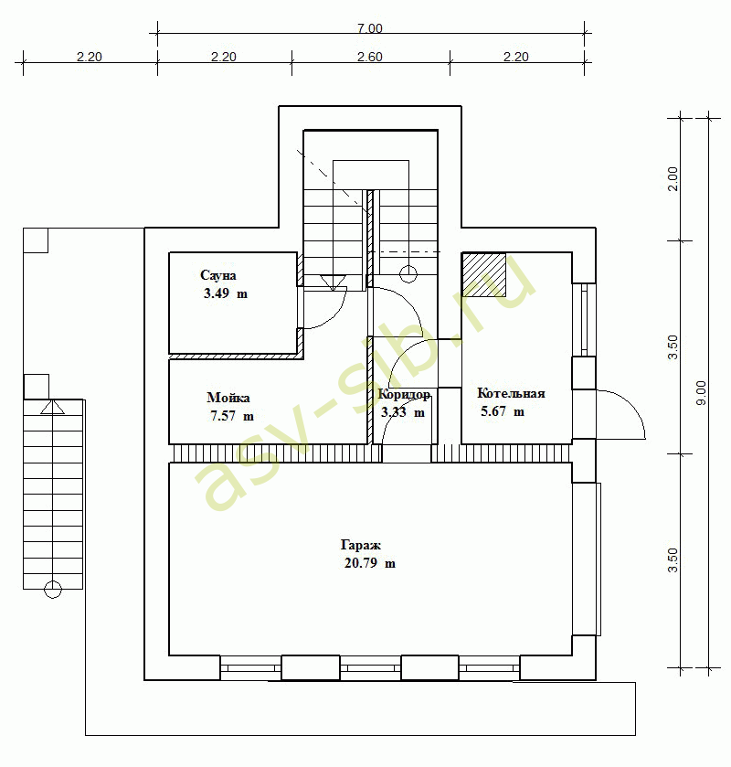 Дом по проекту Б-148: план цокольного этажа